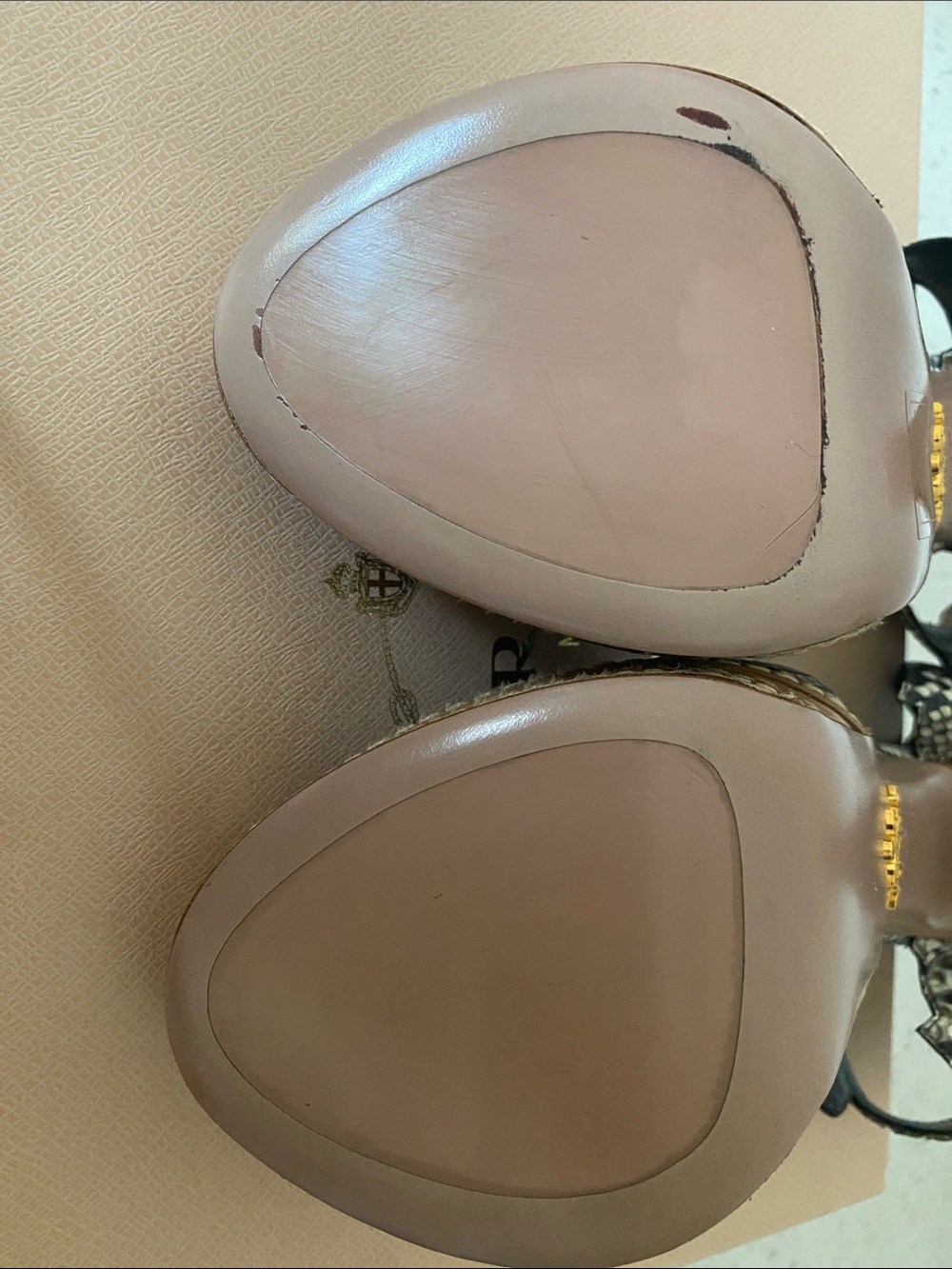 Prada Black and Cream Snakeskin-Effect Platform Heels - Picture 15 of 16